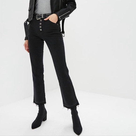 Free People Denim - Free People | Black High Rise Raw Hem Crop Jeans